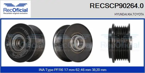 Belt Pulley, alternator (RECSCP90264.0)