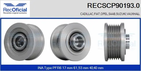 Belt Pulley, alternator (RECSCP90193.0)