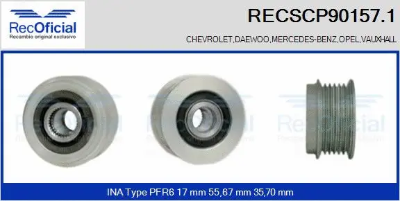 Belt Pulley, alternator (RECSCP90157.1)