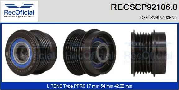 Belt Pulley, alternator (RECSCP92106.0)