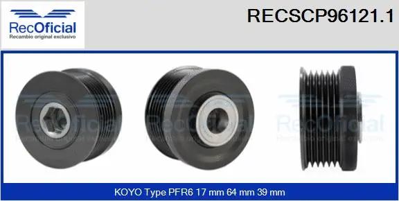 Belt Pulley, alternator (RECSCP96121.1)