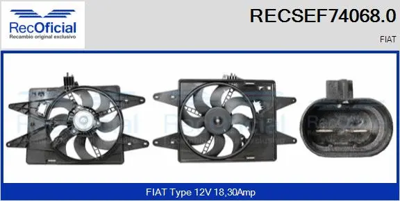 Electric Motor, radiator fan (RECSEF74068.0)