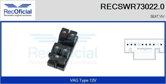 Switch, window regulator (RECSWR73022.0)