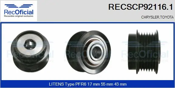 Belt Pulley, alternator (RECSCP92116.1)