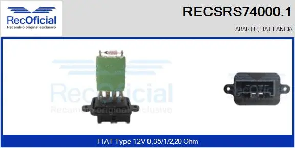 Resistor, interior blower (RECSRS74000.1)