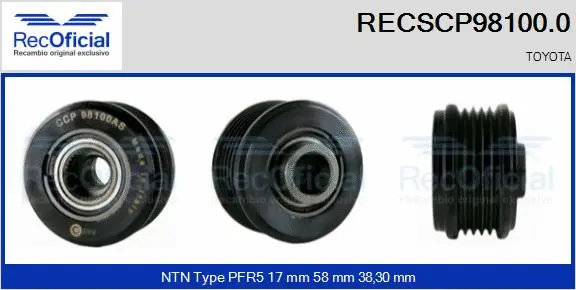 Belt Pulley, alternator (RECSCP98100.0)