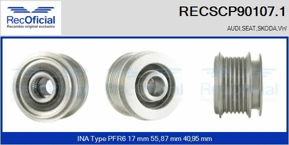 Belt Pulley, alternator (RECSCP90107.1)