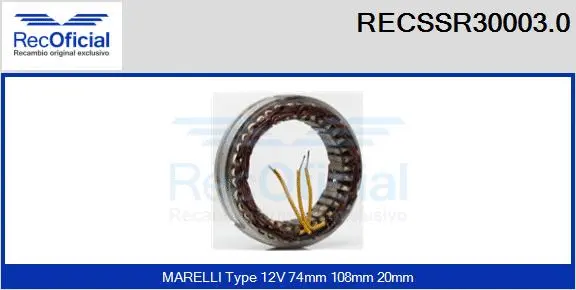 Stator, alternator (RECSSR30003.0)