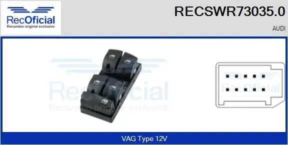 Switch, window regulator (RECSWR73035.0)