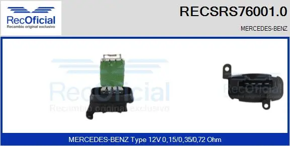 Resistor, interior blower (RECSRS76001.0)