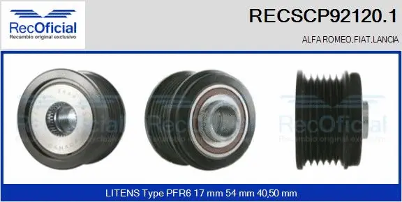 Belt Pulley, alternator (RECSCP92120.1)