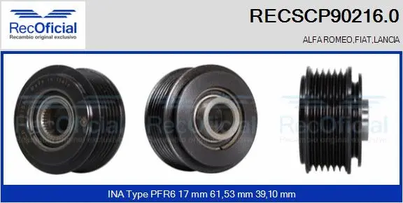 Belt Pulley, alternator (RECSCP90216.0)