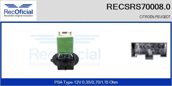 Resistor, interior blower (RECSRS70008.0)