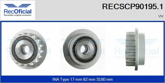 Belt Pulley, alternator (RECSCP90195.1)