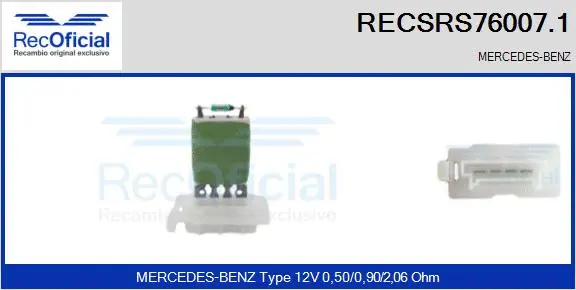 Resistor, interior blower (RECSRS76007.1)