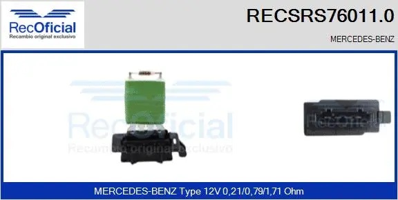 Resistor, interior blower (RECSRS76011.0)