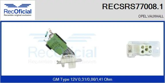 Resistor, interior blower (RECSRS77008.1)