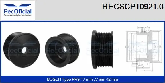 Belt Pulley, alternator (RECSCP10921.0)