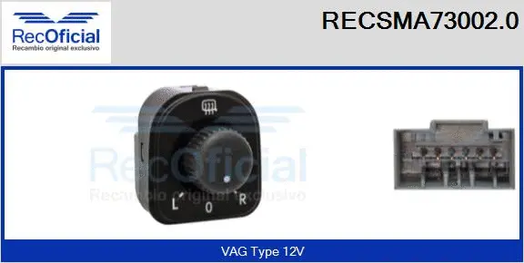 Switch, exterior rearview mirror adjustment (RECSMA73002.0)