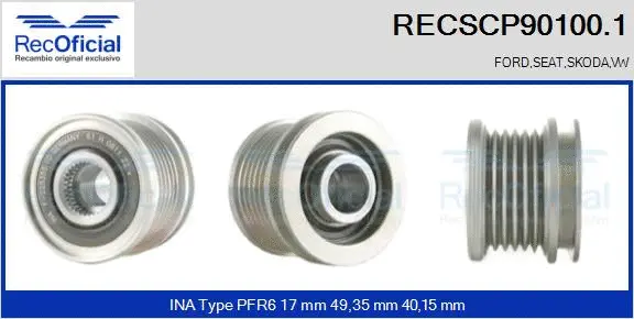 Belt Pulley, alternator (RECSCP90100.1)