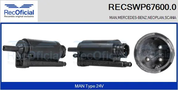 Washer Fluid Pump, window cleaning (RECSWP67600.0)