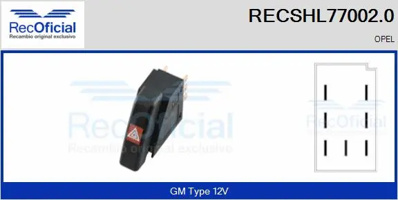 Hazard Warning Light Switch (RECSHL77002.0)
