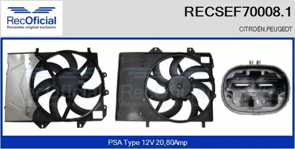 Electric Motor, radiator fan (RECSEF70008.1)