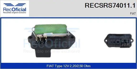 Resistor, interior blower (RECSRS74011.1)