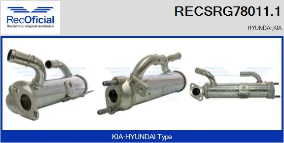 Cooler, exhaust gas recirculation (RECSRG78011.1)