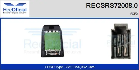 Resistor, interior blower (RECSRS72008.0)