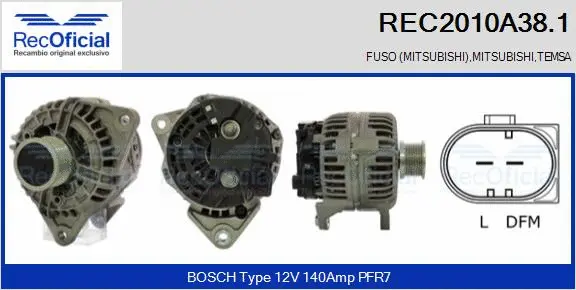 Alternator (REC2010A38.1)