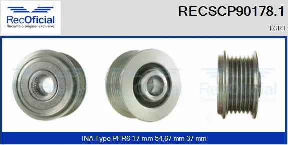 Belt Pulley, alternator (RECSCP90178.1)