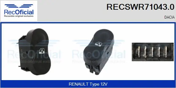 Switch, window regulator (RECSWR71043.0)