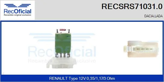 Resistor, interior blower (RECSRS71031.0)