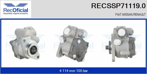 Hydraulic Pump, steering (RECSSP71119.0)