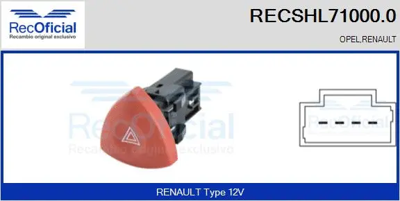 Hazard Warning Light Switch (RECSHL71000.0)