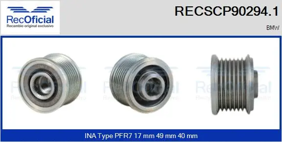Belt Pulley, alternator (RECSCP90294.1)