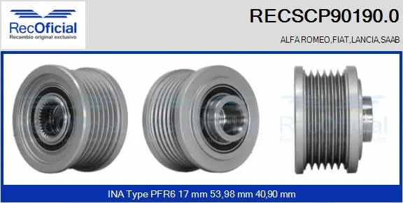 Belt Pulley, alternator (RECSCP90190.0)