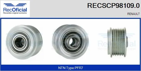 Belt Pulley, alternator (RECSCP98109.0)