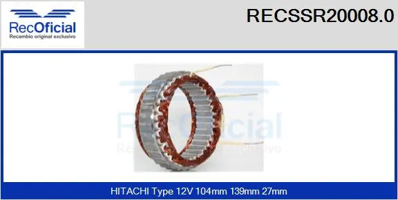Stator, alternator (RECSSR20008.0)