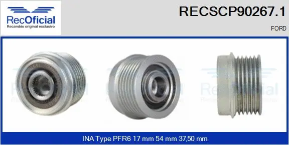 Belt Pulley, alternator (RECSCP90267.1)