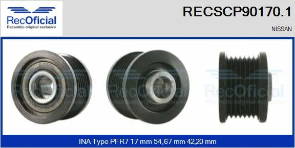 Belt Pulley, alternator (RECSCP90170.1)