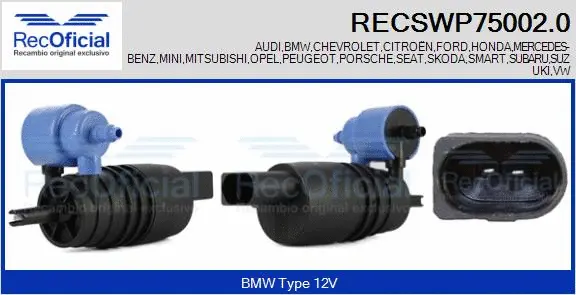 Washer Fluid Pump, window cleaning (RECSWP75002.0)