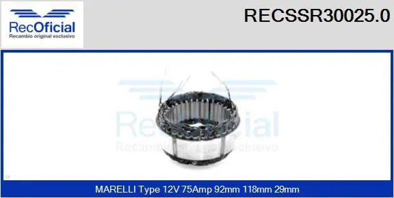 Stator, alternator (RECSSR30025.0)