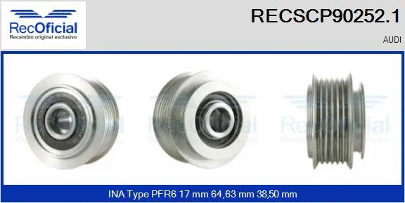 Belt Pulley, alternator (RECSCP90252.1)