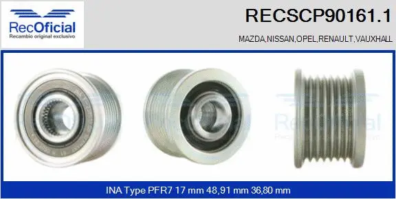 Belt Pulley, alternator (RECSCP90161.1)