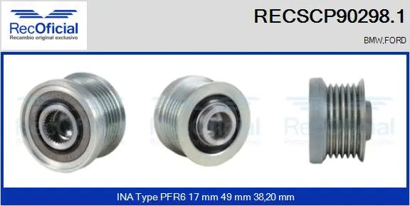 Belt Pulley, alternator (RECSCP90298.1)