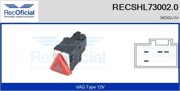 Hazard Warning Light Switch (RECSHL73002.0)