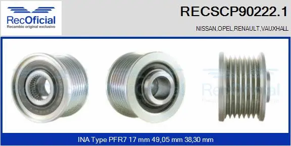 Belt Pulley, alternator (RECSCP90222.1)
