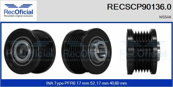 Belt Pulley, alternator (RECSCP90136.0)